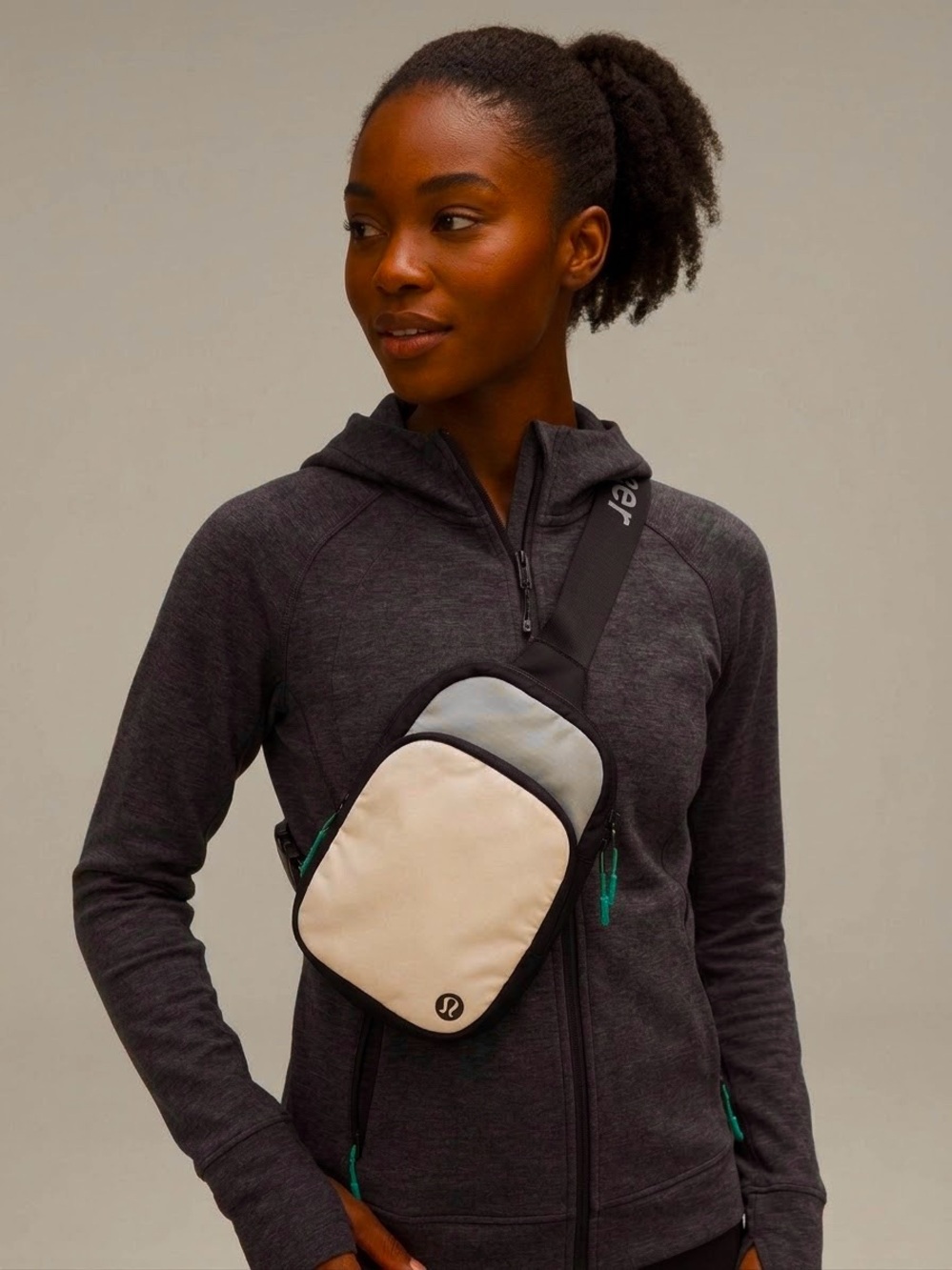 Lululemon Everywhere Crossbody Bag 2L Black Cream Blue Hardware